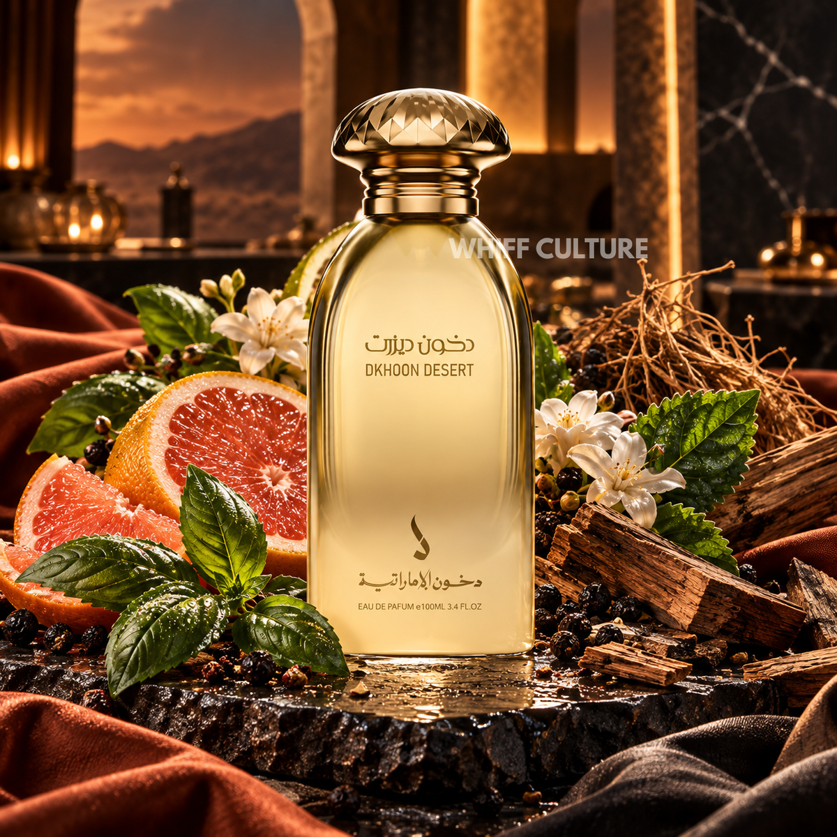 Dkhoon Desert Eau de Parfum unisex – grapefruit, basil and vetiver woody fragrance