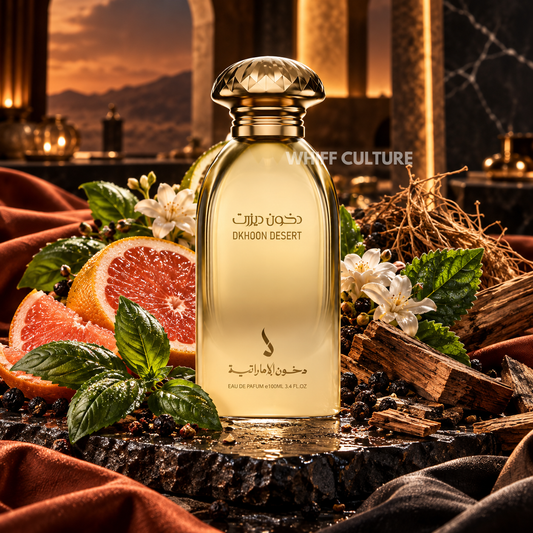 Dkhoon Desert Eau de Parfum unisex – grapefruit, basil and vetiver woody fragrance