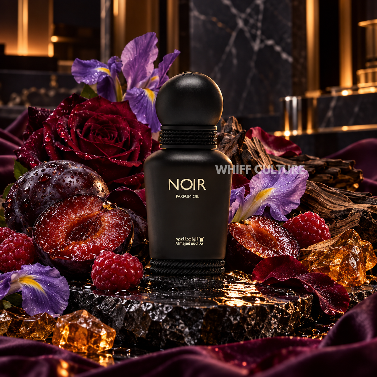 Al Majed Oud Noir perfume oil unisex – raspberry, iris and leather attar