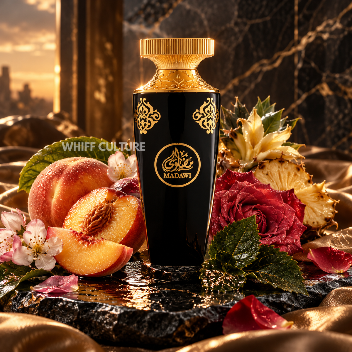 Arabian Oud Madawi perfume – peach, pineapple blossom and rose fragrance