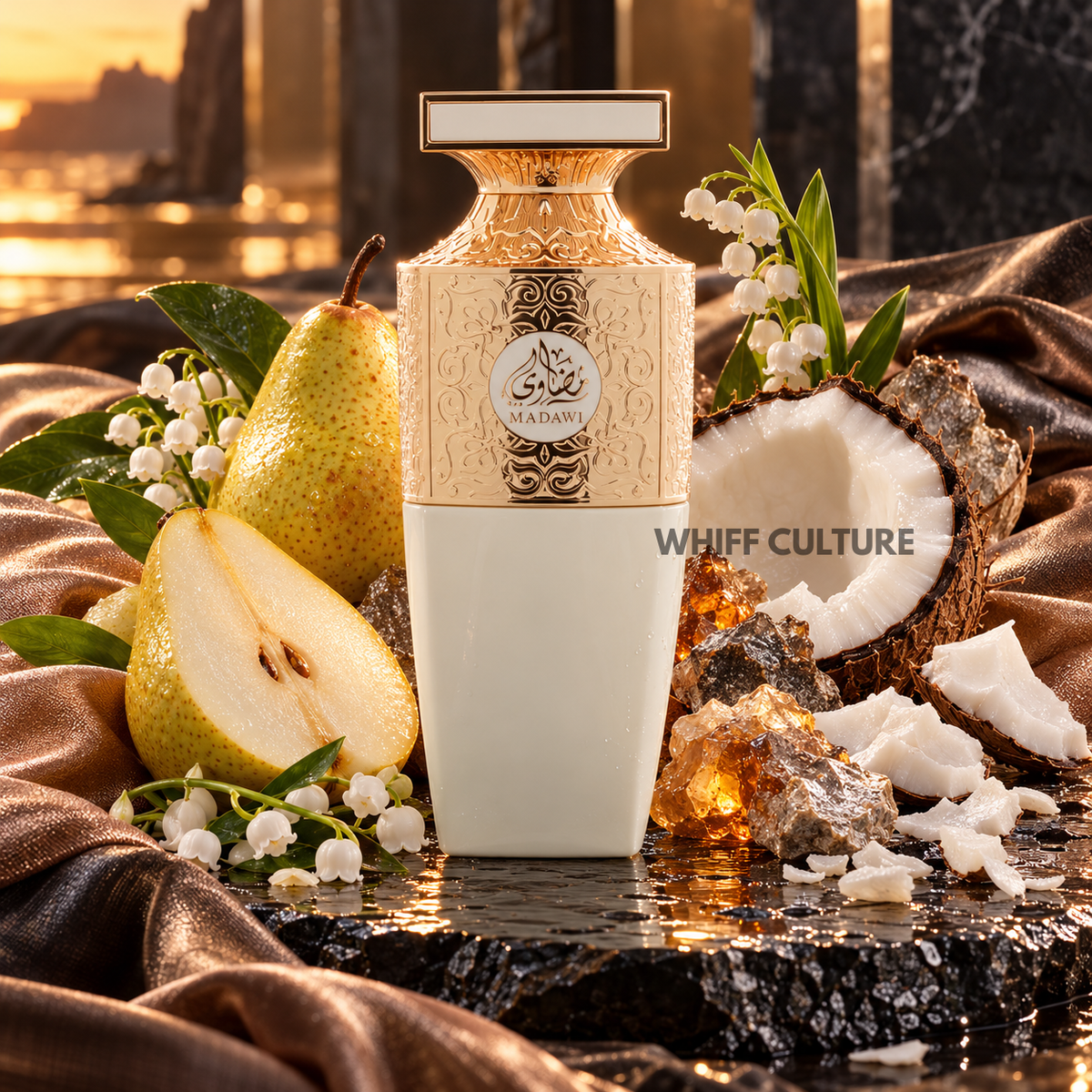 Arabian Oud Madawi White perfume – pear, coconut and musk floral fragrance