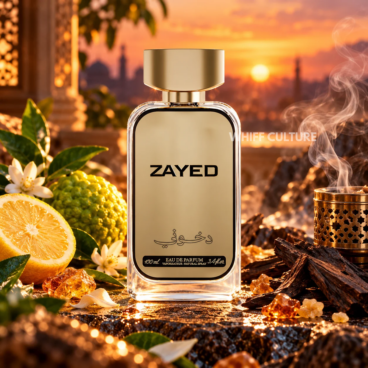 Dkhoon Zayed perfume unisex – citrus, amber and aromatic woods oriental fragrance