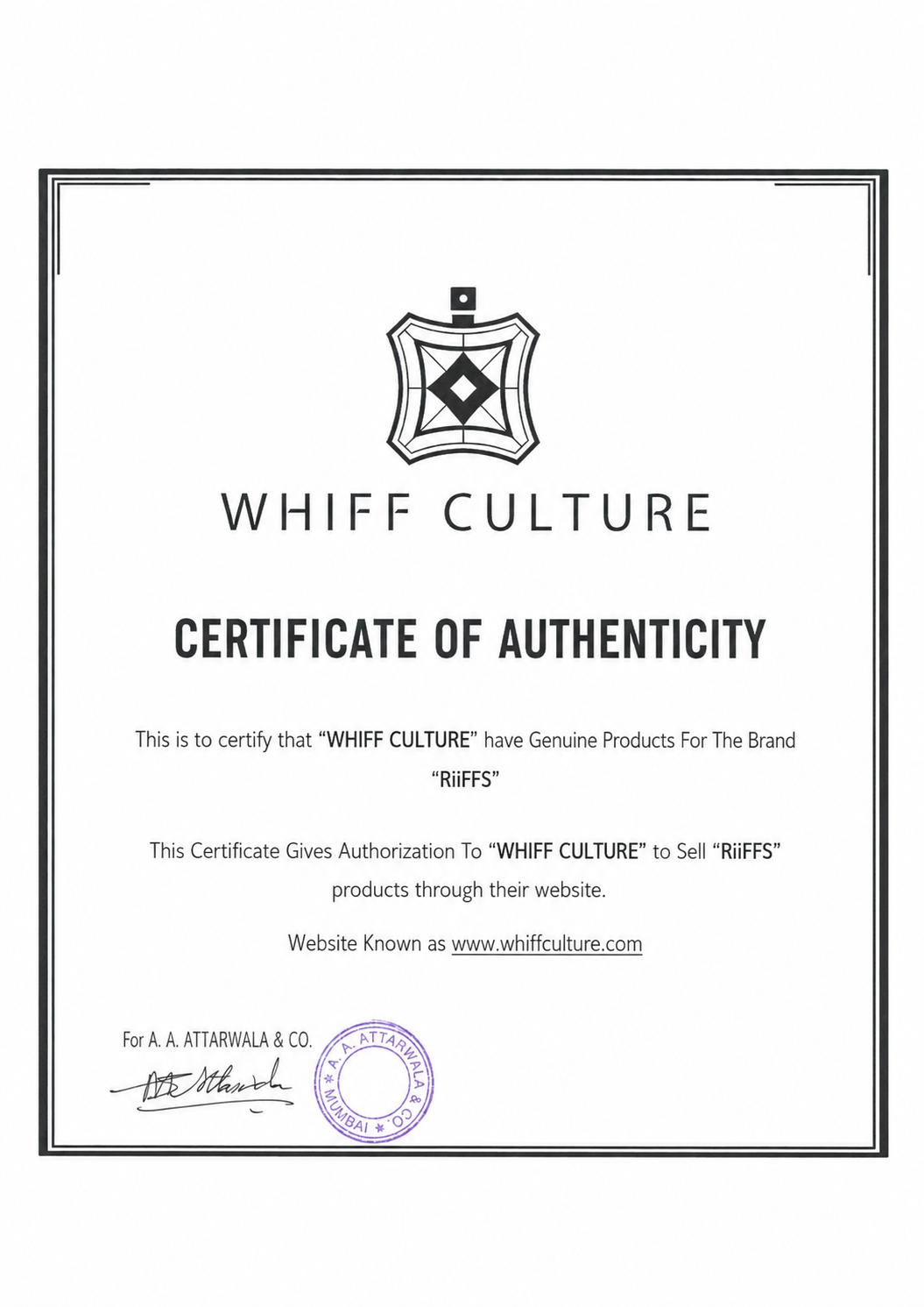 Certificate Of Authorisation